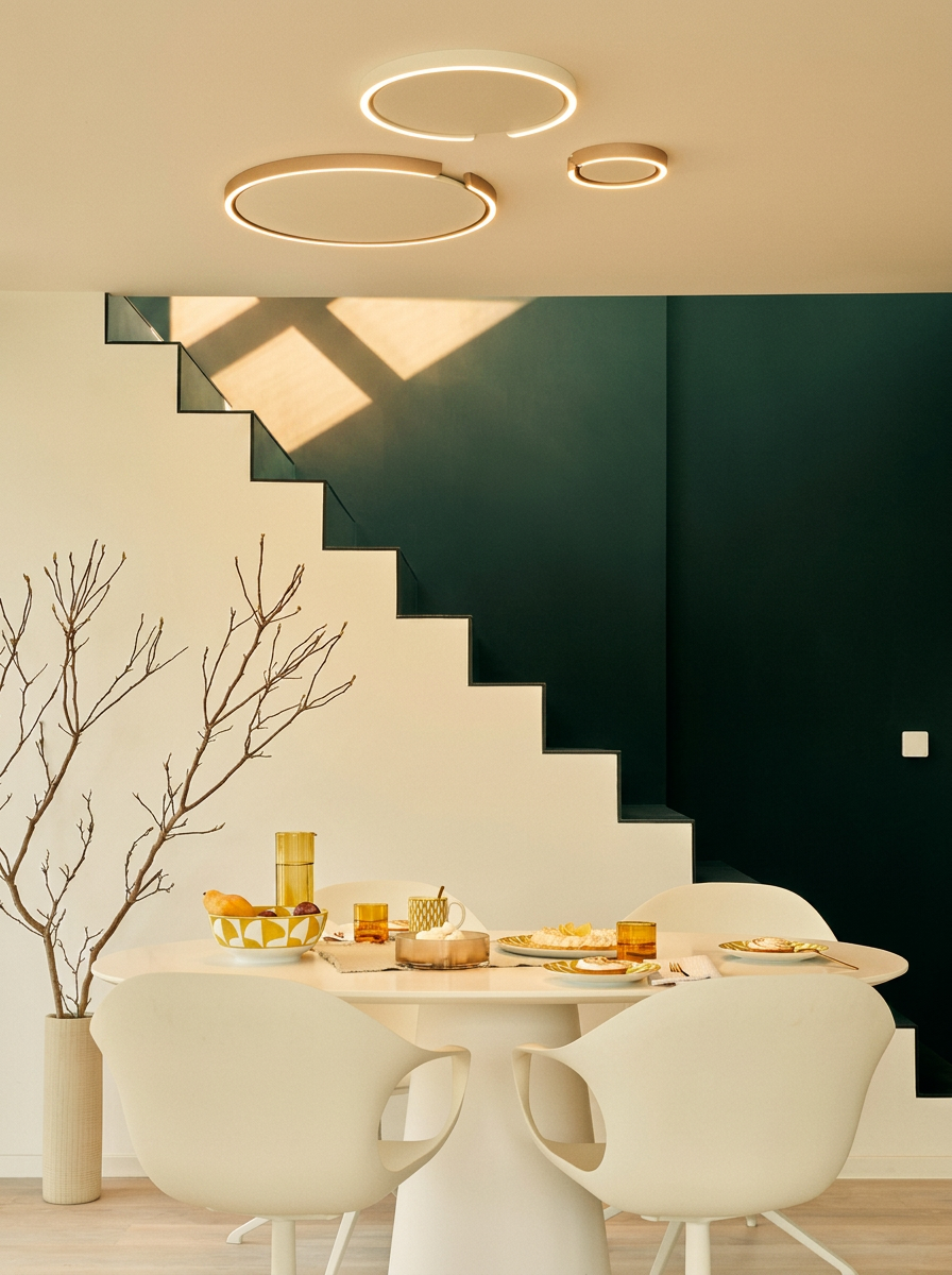 Interior of the White Cube houseboat set up as a workshop space